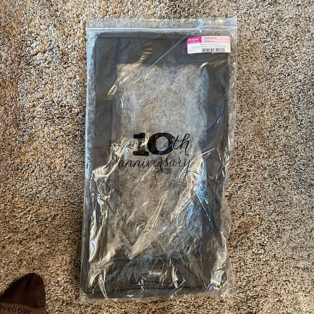 Thirty-One Top a Tote Medium Brown Utility Tote Lid See Through New in Package